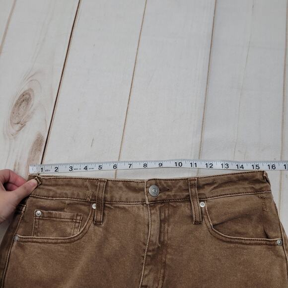 Cleo + Wolf high rise straight jeans brown ripped distressed western boho - Picture 4 of 8